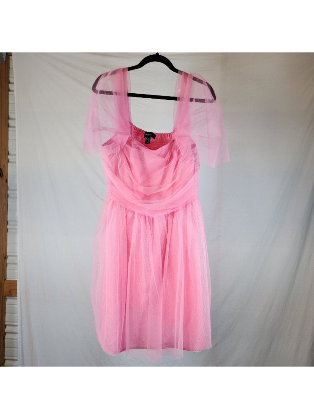 Forever21 Pink Tulle Dress 1X Barbie Puff Sleeve Fairy Cupcake Sweet Princess